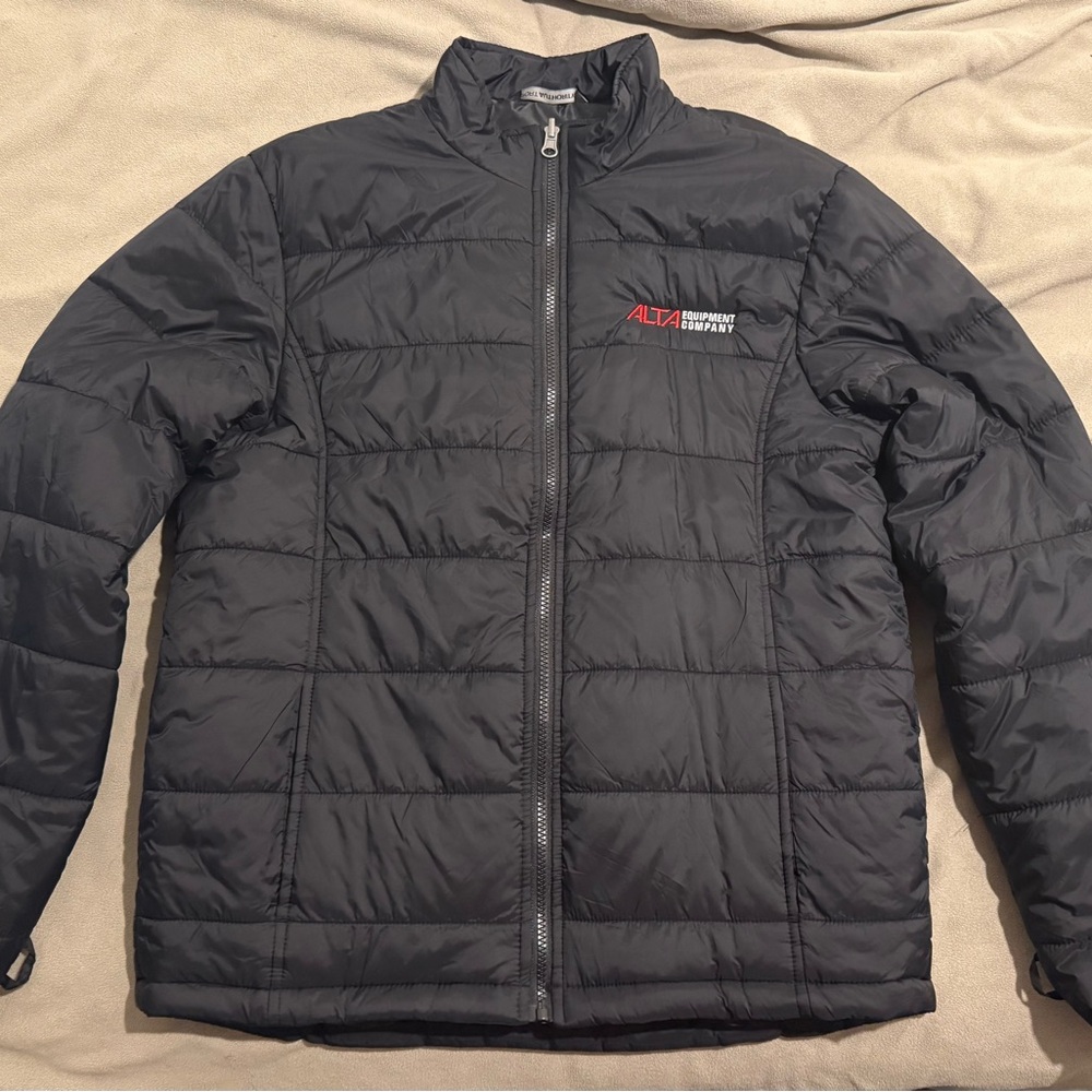 Port Authority Black Puffer Jacket with Red Logo